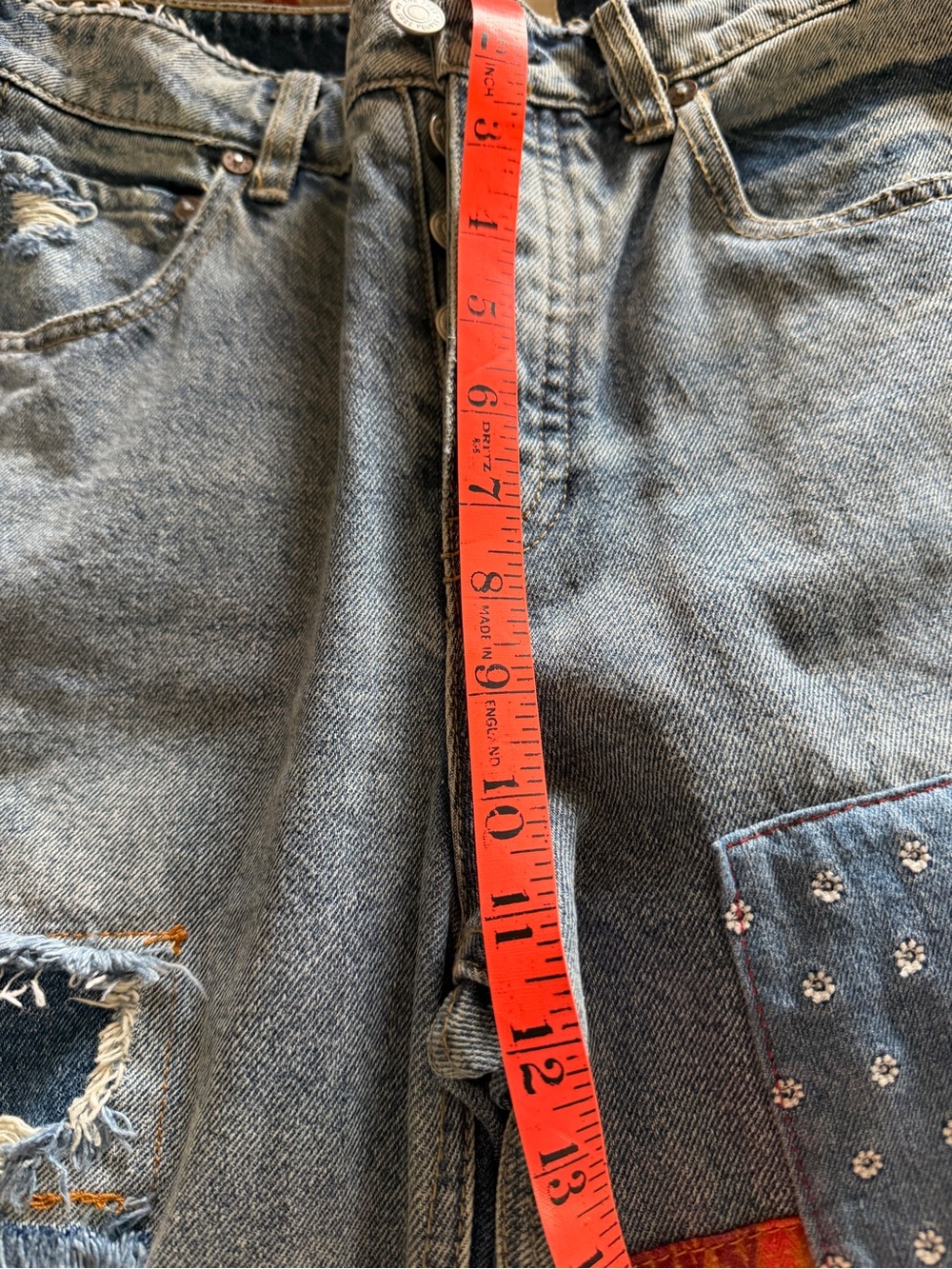 We The Free Belladonna Light Wash Straight-Leg Jeans with Colorful Patchwork - Picture 8 of 9